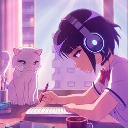 Picture of a girl and a cat
