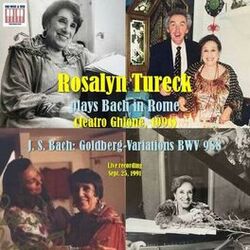Cover of Archivio del Teatro Ghione, Vol. 1; Le Variazioni Goldberg di J. S. Bach interpretate da Rosalyn Tureck (Live recording; Rome, Teatro Ghione, Sept. 25, 1991)