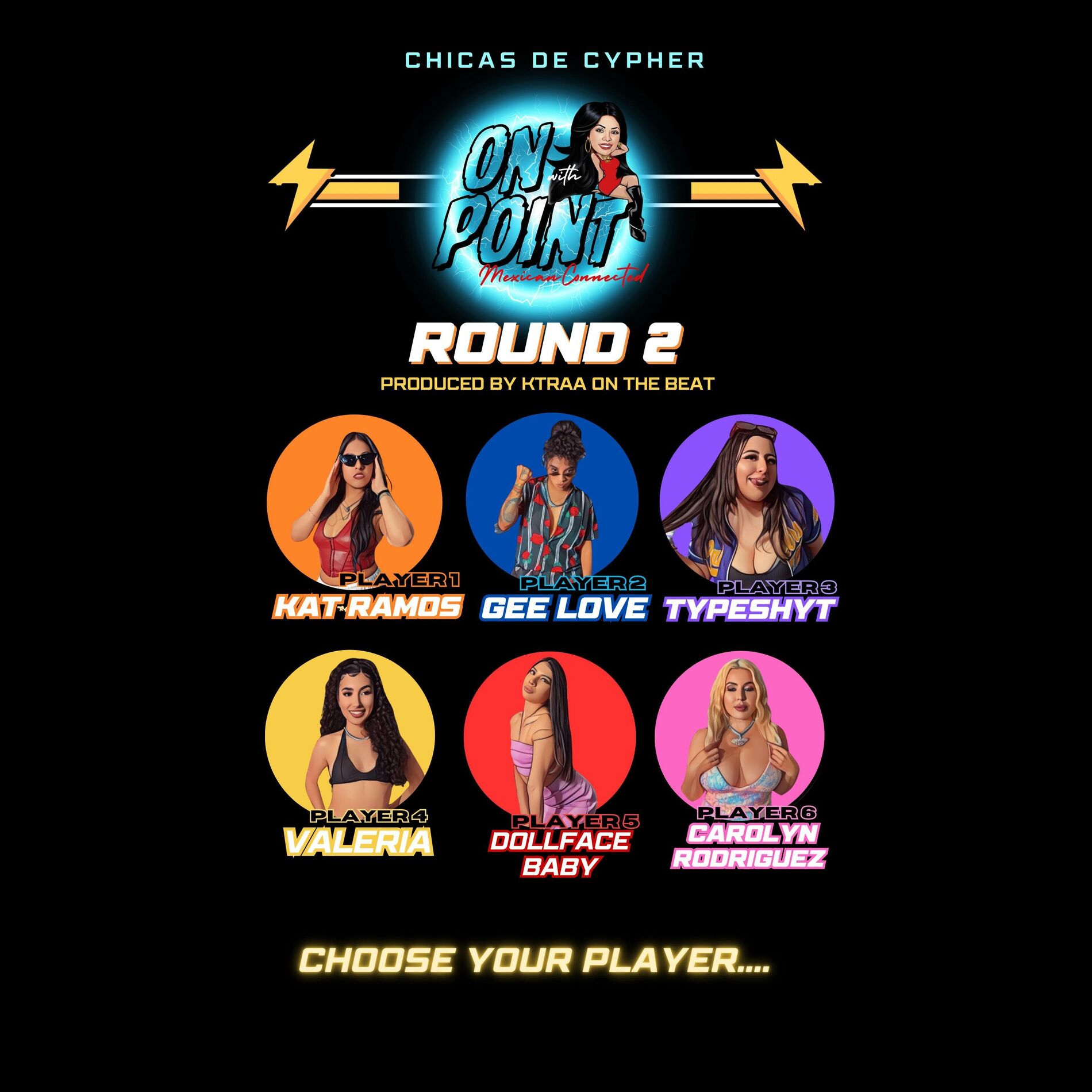 Album cover of Chicas de Cypher Round 2 (feat. Kat Ramos, Gee Love, Typeshyt, Valeria, DollFaceBaby & Carolyn Rodriguez)