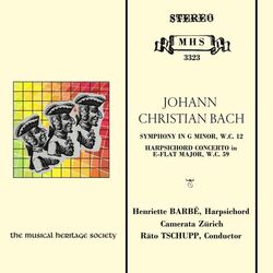 Cover of J.C. Bach: Symphony in G Minor, W.C 12 & Keyboard Concerto in E-Flat Major, W.C 59