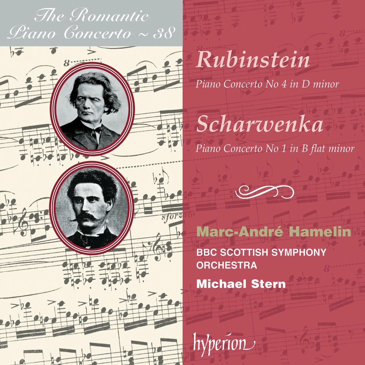 Album cover of Rubinstein: Piano Concerto No. 4 – Scharwenka: Piano Concerto No. 1 (Hyperion Romantic Piano Concerto 38)