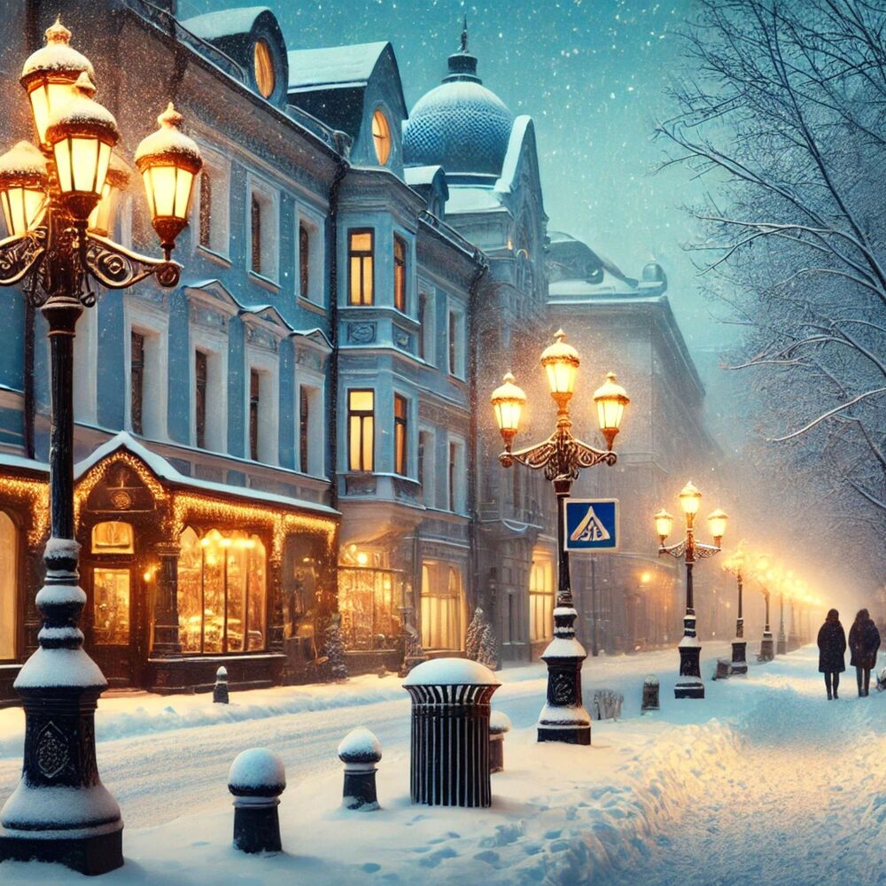 Picture of Winter Paris Streets: Soft Midnight Jazz Music