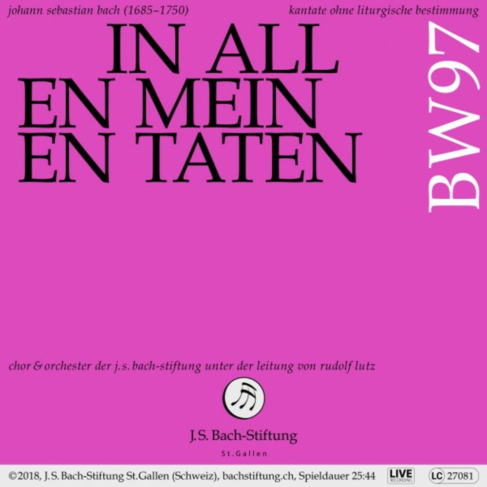 Picture of Bachkantate, BWV 97 - In allen meinen Taten