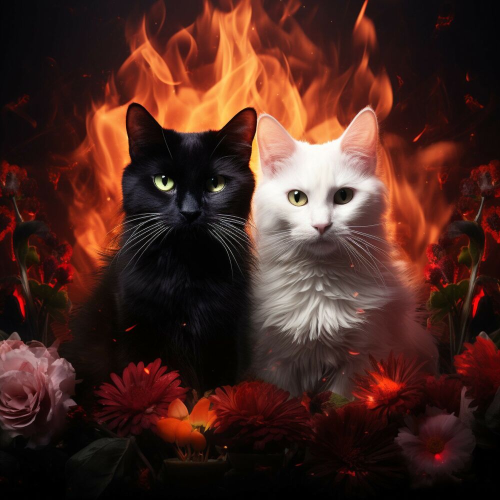Picture of Peaceful Night with Fire Cats: Cantata's Harmony
