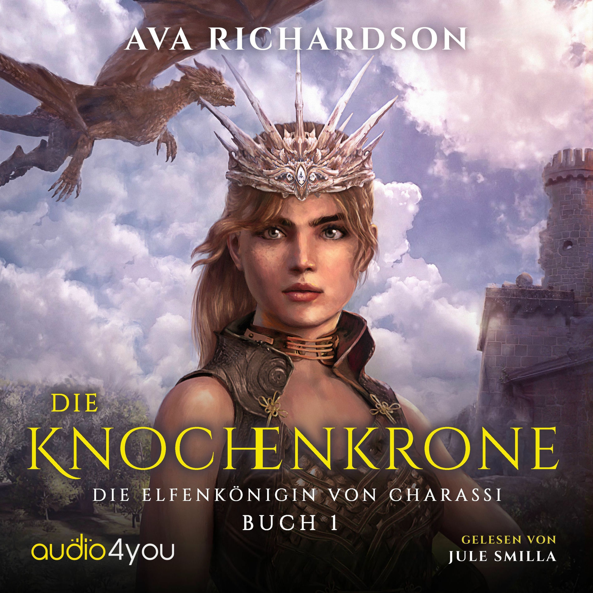 Album cover of Die Knochenkrone (Ein YA-Fantasy-Roman in einer immersiven Welt mit Elfenflüchen, weisen Drachen und einem gutaussehe
