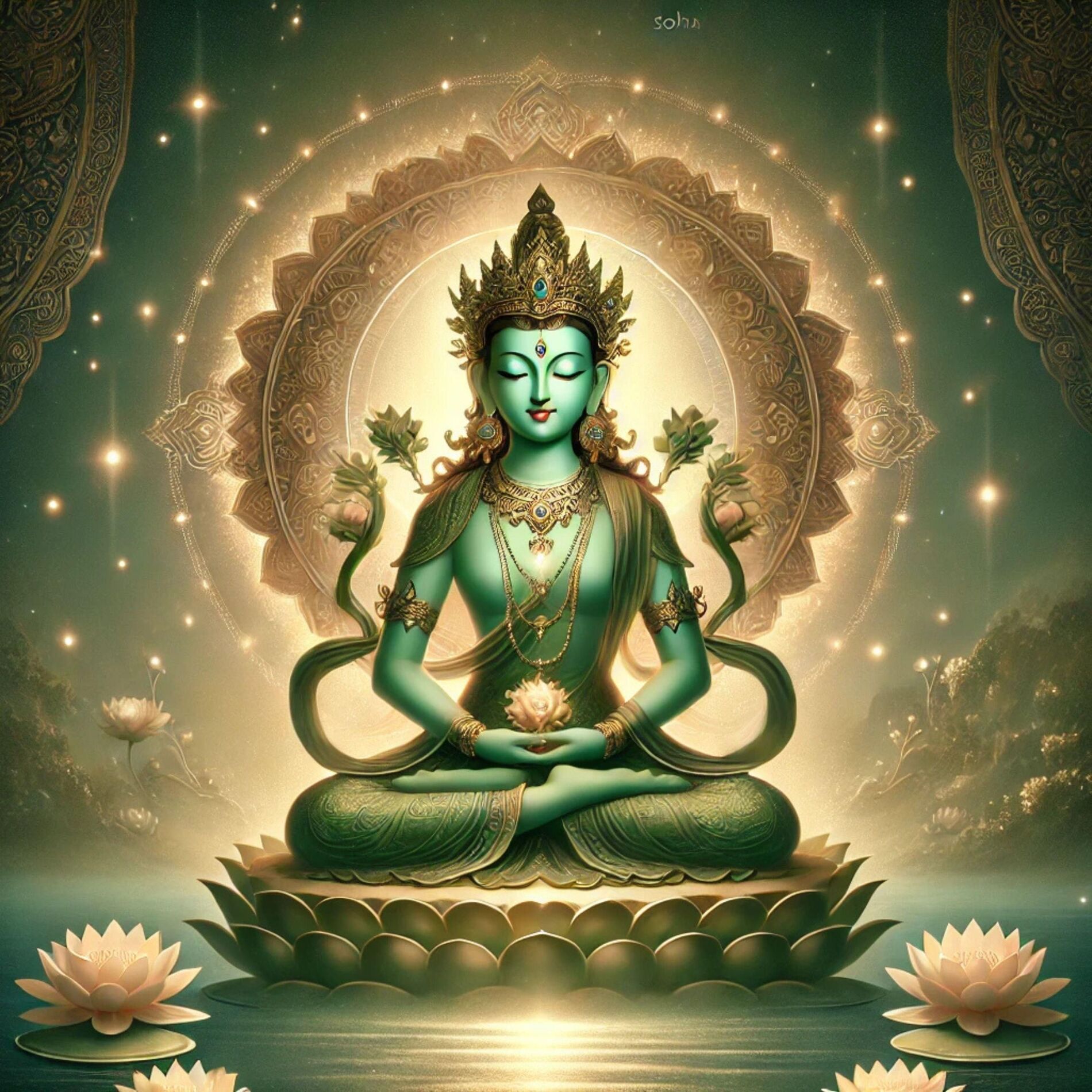 Album cover of Om Tare Tuttare Ture Soha: Green Mantra of Freedom & Remove Negative Energy