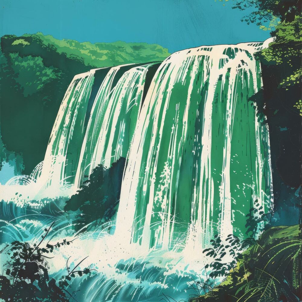 Picture of Aqua Fortitude: Serene Soundscape of Reflective Waterfalls