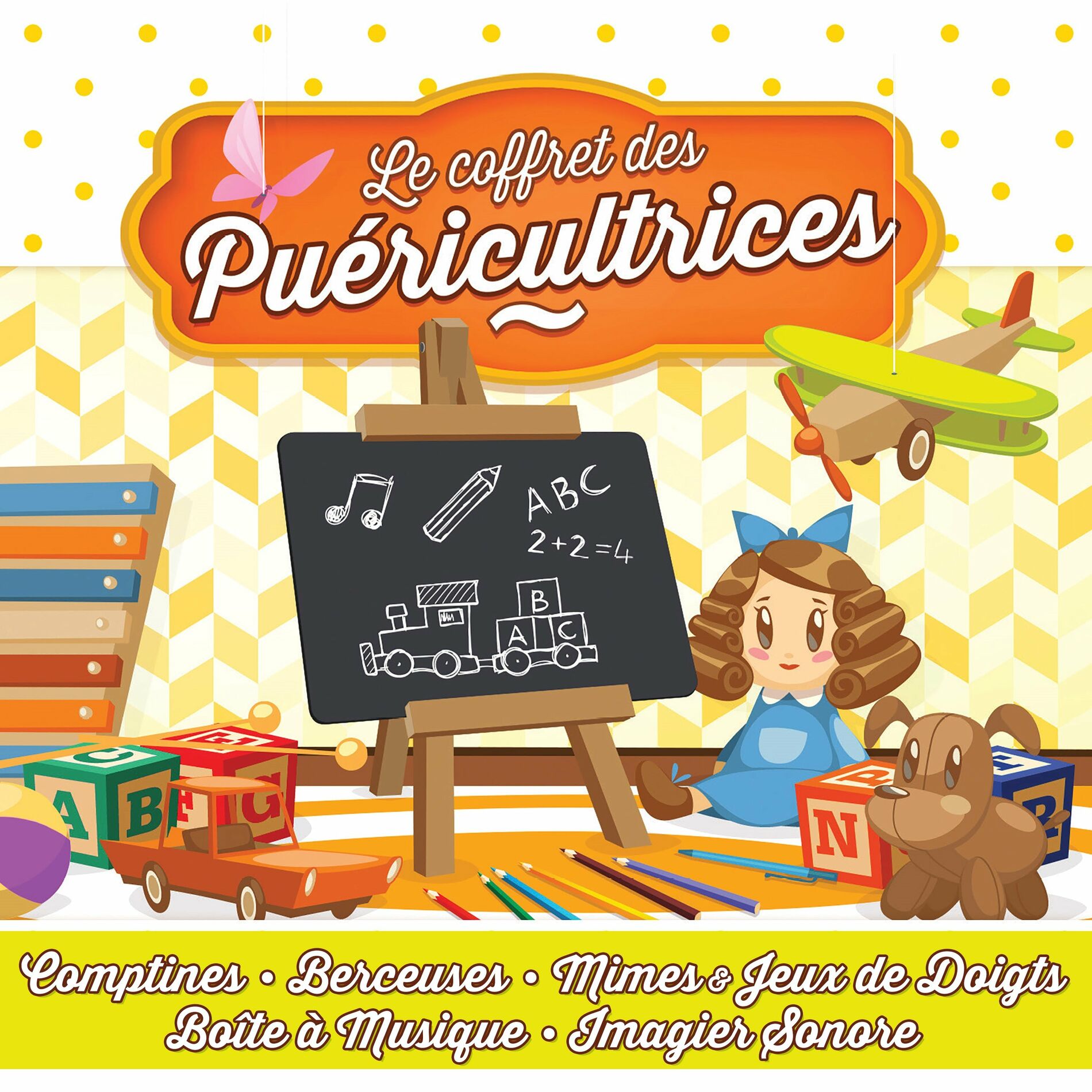 Album cover of Le coffret des puéricultrices (Comptines, berceuses, mimes & jeux de doigts, boîte à musique, imagier sonore)
