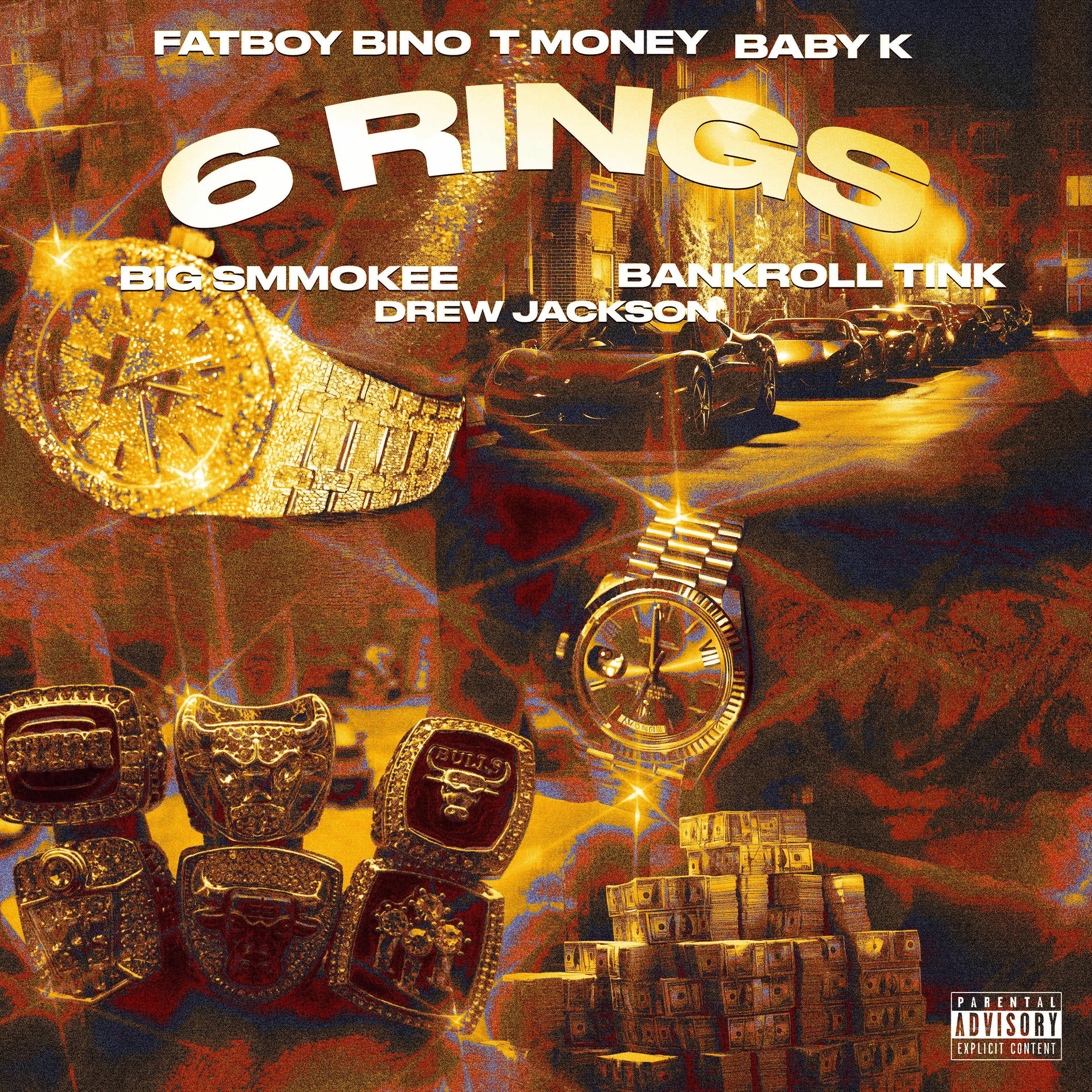 Album cover of 6 rings (feat. Drew Jackson, Fatboy bino, Baby k, Bankroll Tink & T Money)