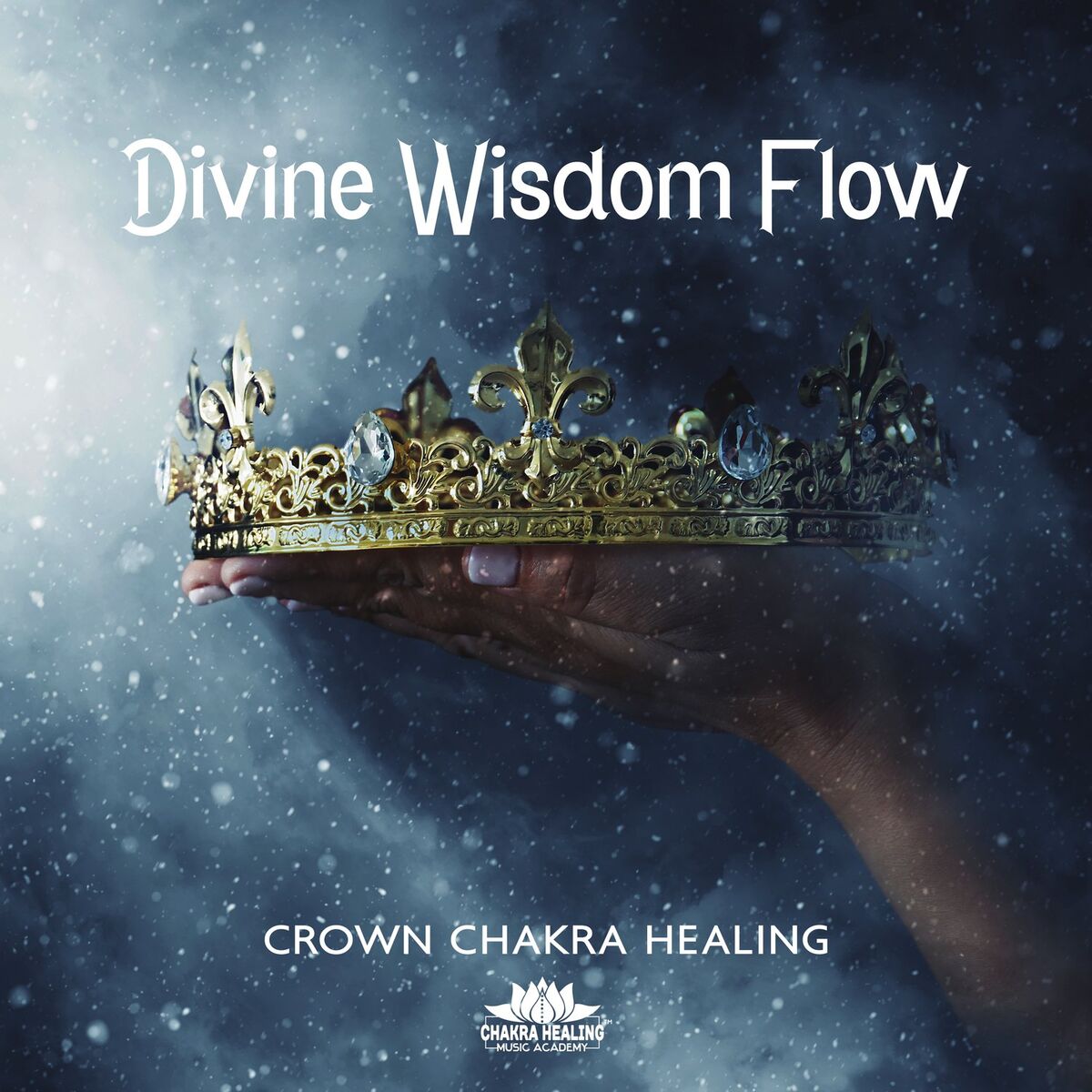 Album cover of Divine Wisdom Flow: Crown Chakra Healing & Meditation Music, Spiritual Enlightenment, Align with Your Soul, Mantras