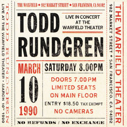 Live at The Warfield Theater, San Francisco: March 10th 1990