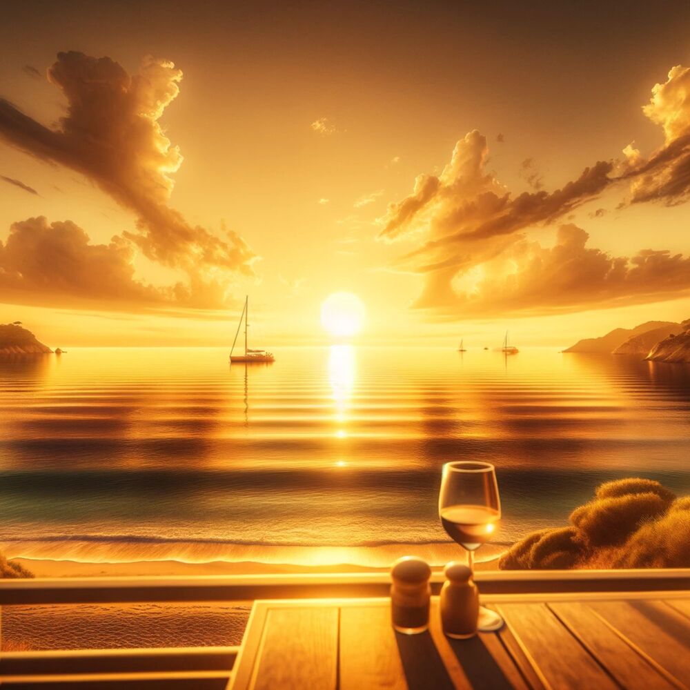 Picture of Rising Sun with the Glass of Vine