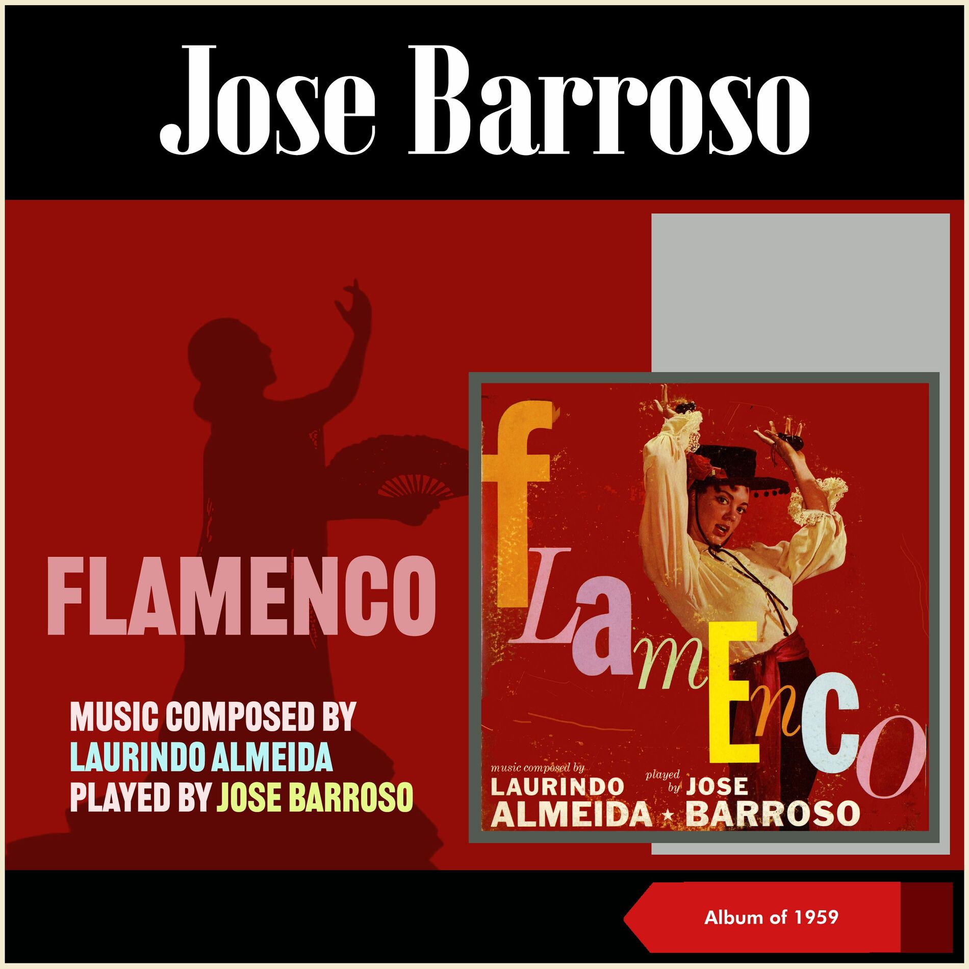 Album cover of Flamenco - Music composed by Laurindo Almeida played by Jose Barroso (Album of 1959)