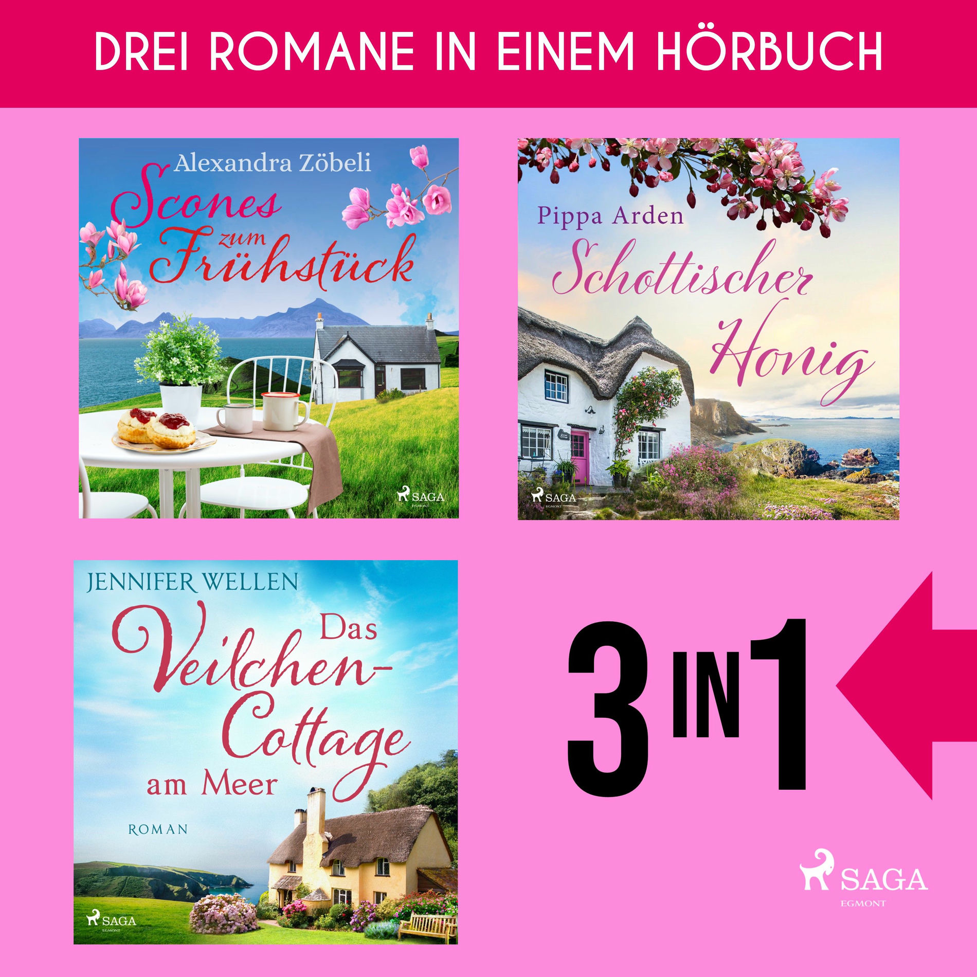 Album cover of Scones zum Frühstück, Schottischer Honig & Das Veilchencottage am Meer (Drei Schottland-Hörbücher in einem Band)
