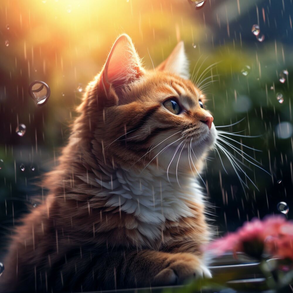 Picture of Feline Cantata: Cat's Rain Serenity