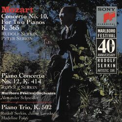 Cover of Mozart: Concerto for 2 Pianos in E-Flat Major, K. 365, Piano Concerto No. 12 in A Major, K. 414 & Piano Trio No. 3 in B-Flat Major
