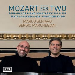 Cover of Mozart for Two - Sonata for Piano 4 Hands K. 497, Variations K. 501, Fantasia K. 594, Sonata K. 357
