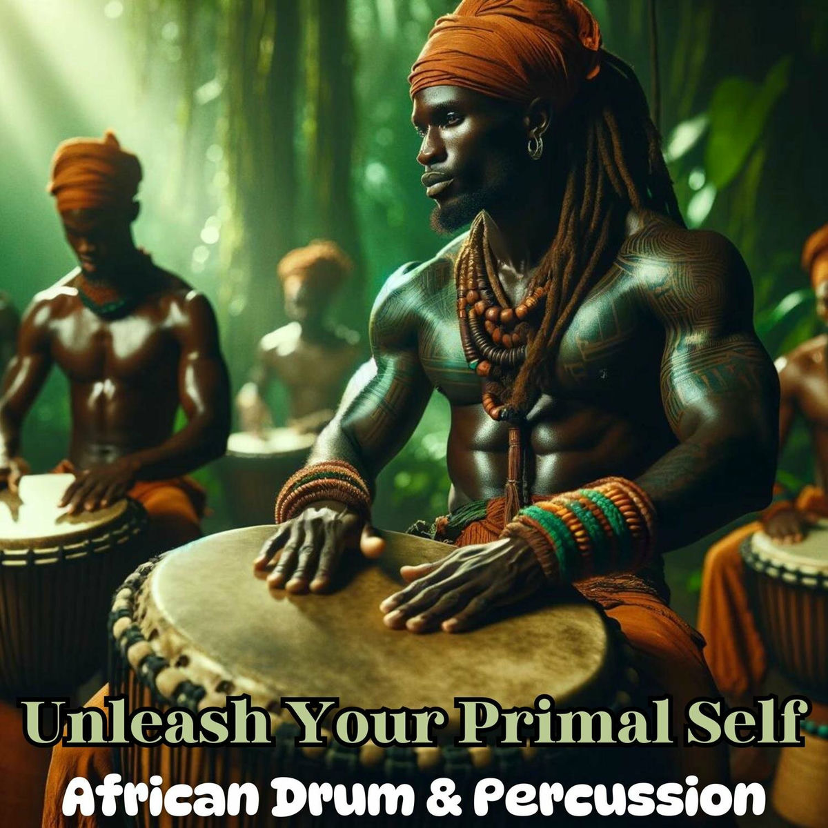 Album cover of Unleash Your Primal Self: African Drum & Percussion, Tribal Ambient Beats