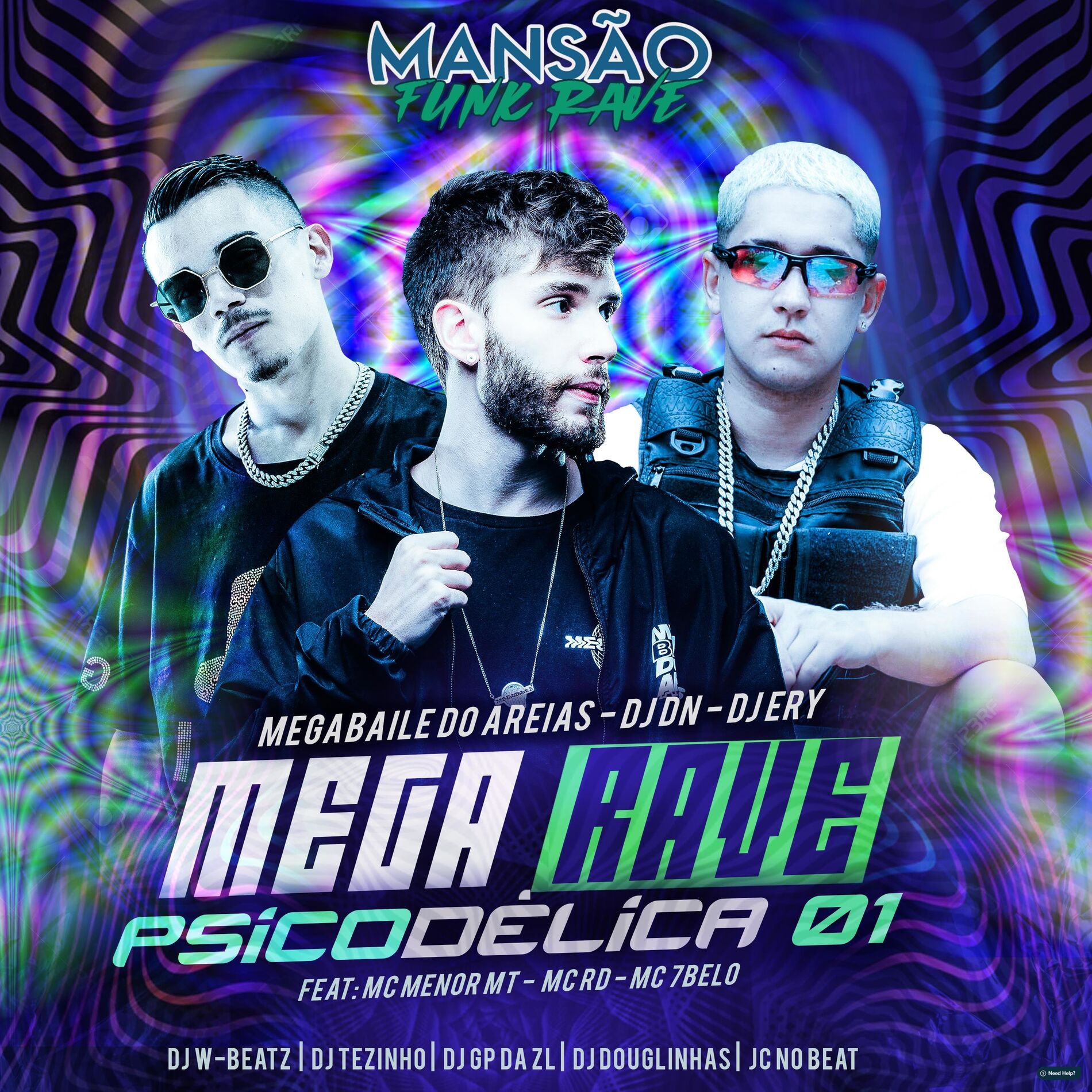 Album cover of Mega Rave Psicodélica 01 (feat. MC Menor MT, Mc Rd, Mc 7 Belo, Dj W-Beatz, DJ Tezinho, GP DA ZL, JC NO BEAT & DJ Douglinhas)