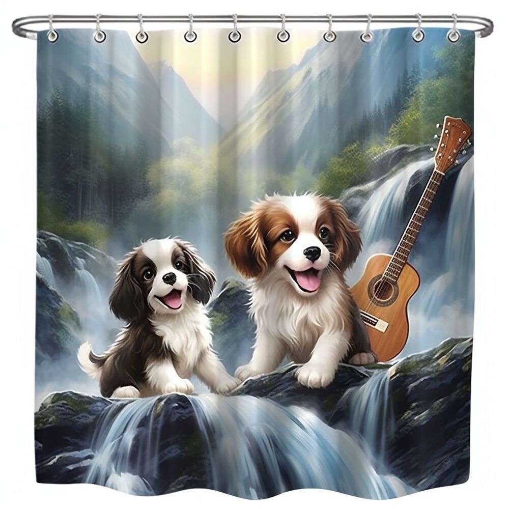 Picture of Canine Serenity by the Waterfalls: Musical Tails