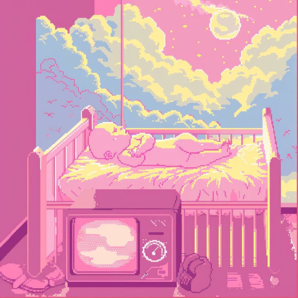 Picture of Heavenly Dreamscape: Pink Tones Caress My Baby's Journey into Night