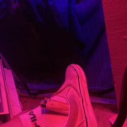 Cover of blue drink, red light