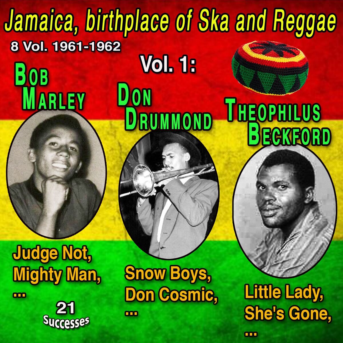 Album cover of Jamaica, birthplace of Ska and Reggae 8 Vol. 1961-1962 Vol. 1 : Bob Marley - Theophilus Beckford - Don Drummond (21 Successes)