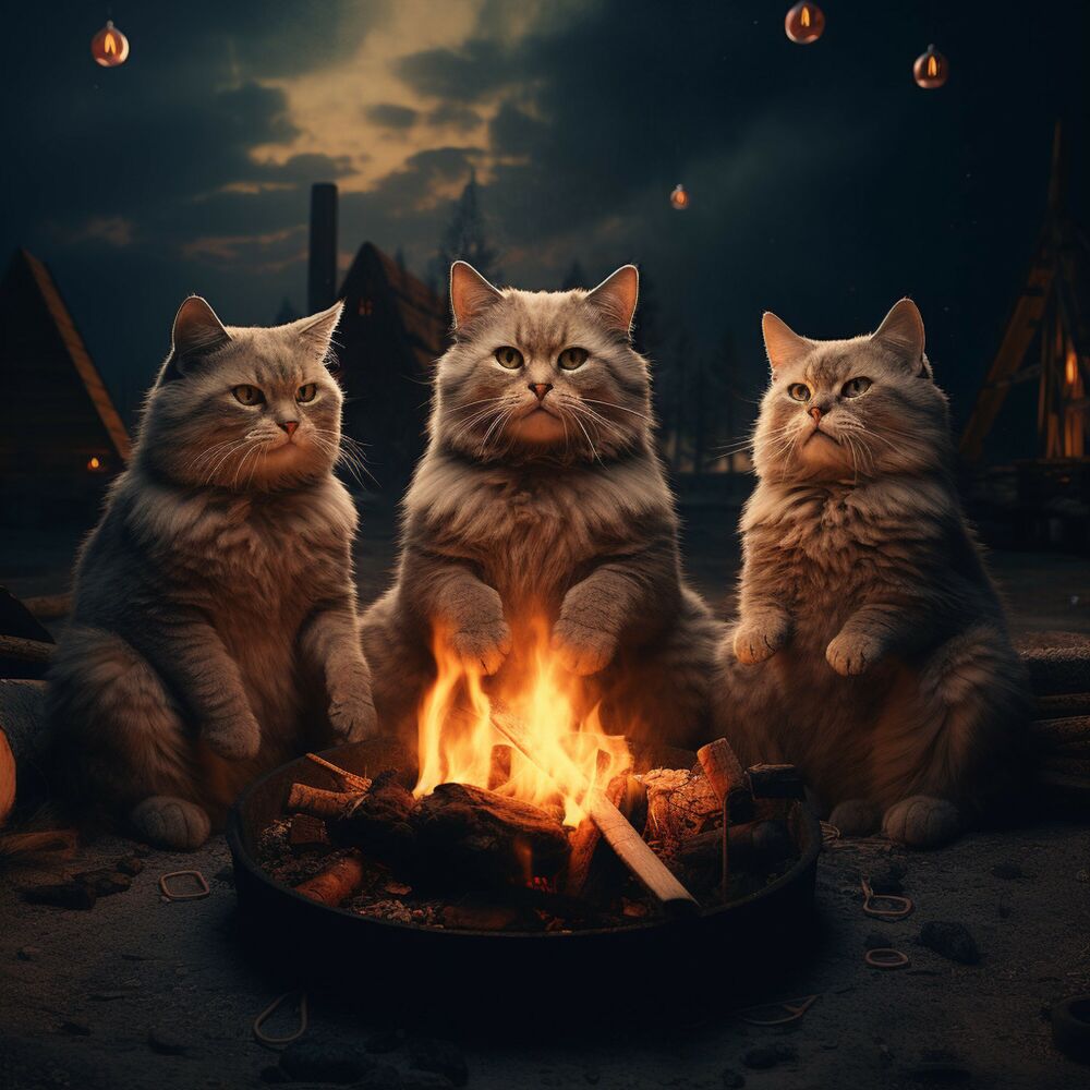 Picture of Paws by the Fireside: Ember's Calm Rhapsody