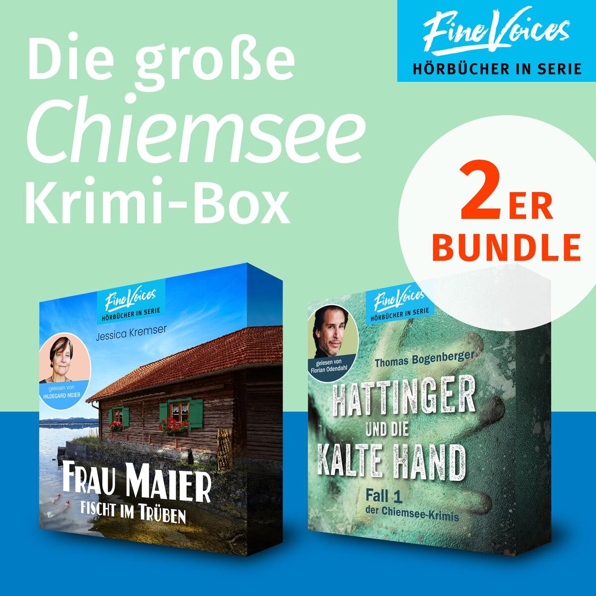 Album cover of Die große Chiemsee Krimi-Box - Frau Maier fischt im trüben: Chiemgau-Krimi + Hattinger und die kalte Hand: Chiemsee-Krimi (ungekürzt)