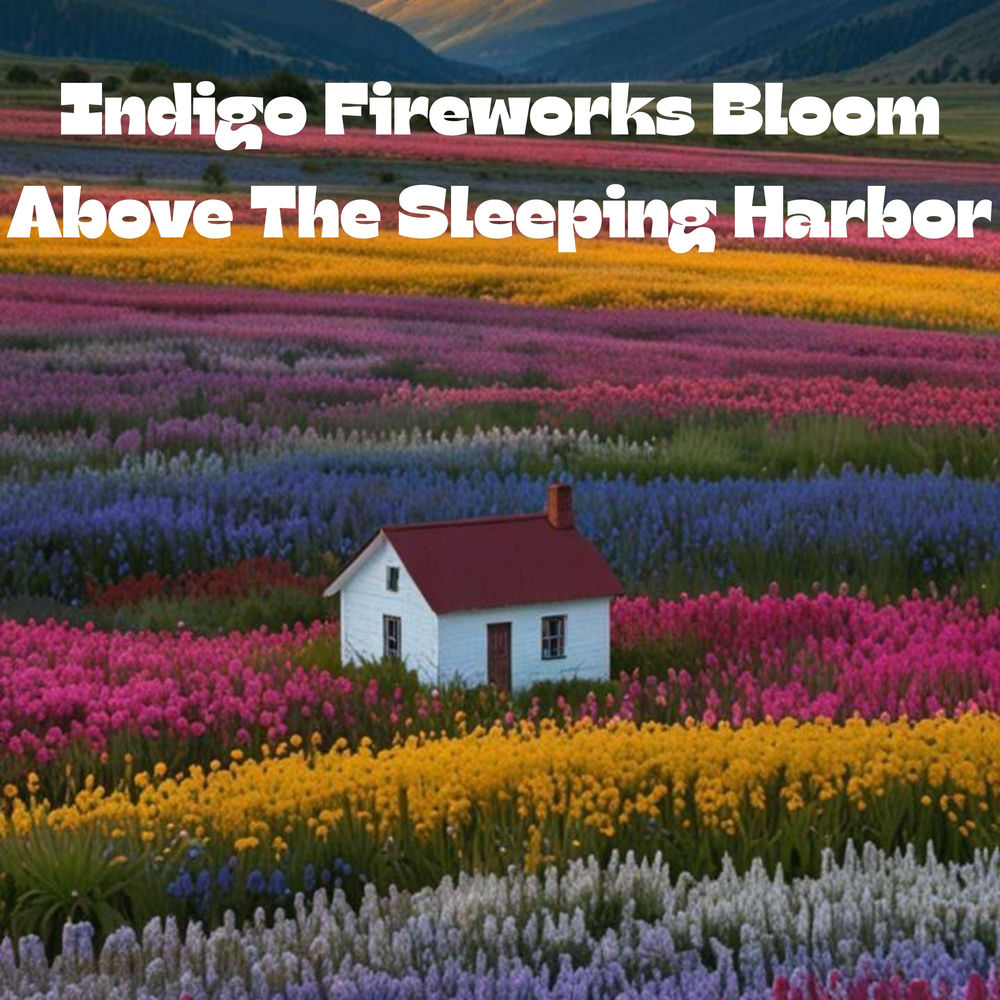 Indigo Fireworks Bloom Above The Sleeping Harbor artwork