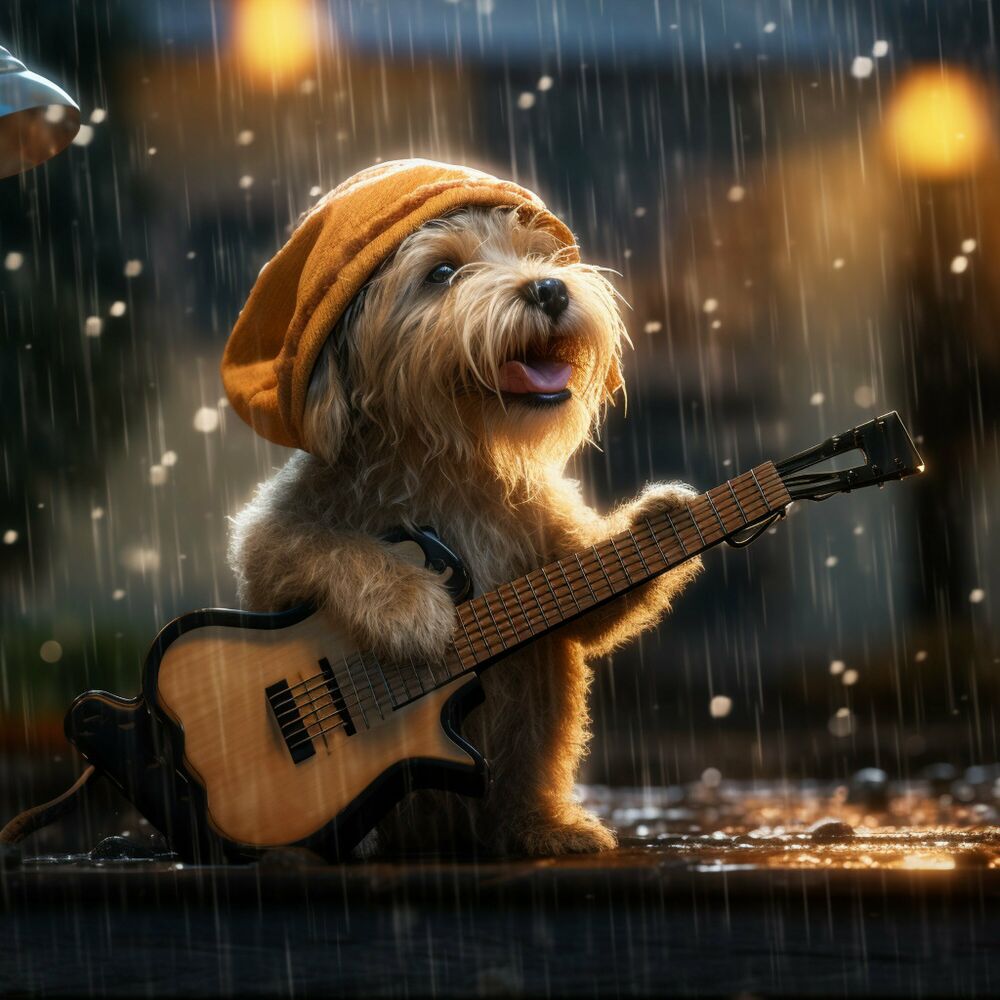 Picture of Playful Paws: Rainy Dog Harmony
