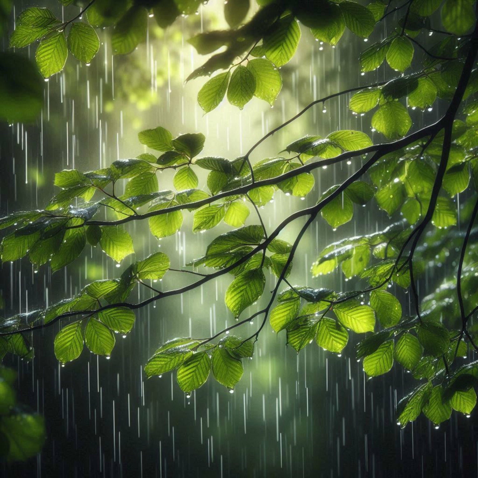 Siljann - Gentle Rain Falling Through Tree Leaves, Rain