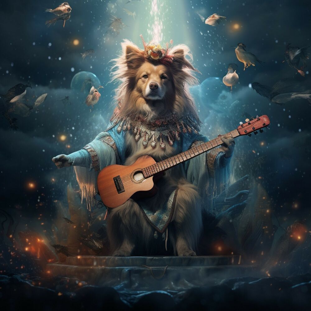 Picture of Canine Rain Harmonies: Harmony in Raindrops