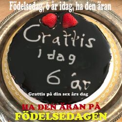 Cover of Födelsedag, 6 år idag, ha den äran