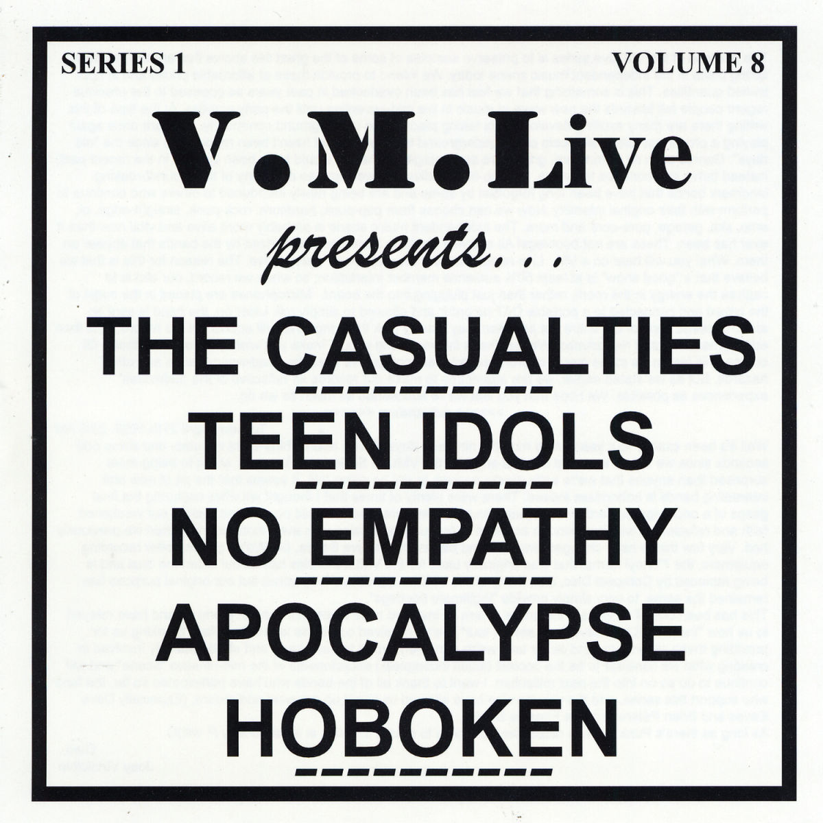 Album cover of V.M.Live Presents the Casualties / Teen Idols / No Empathy / Apocalypse Hoboken
