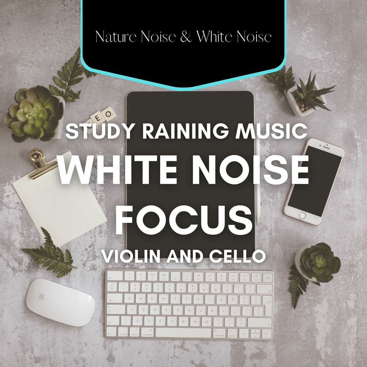 Album cover of White Noise Focus, Study Raining Music, Violin and Cello