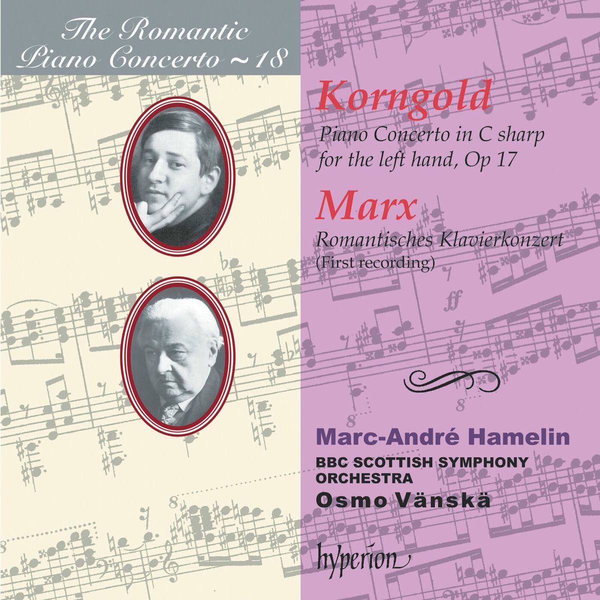 Album cover of Korngold & Marx: Piano Concertos (Hyperion Romantic Piano Concerto 18)