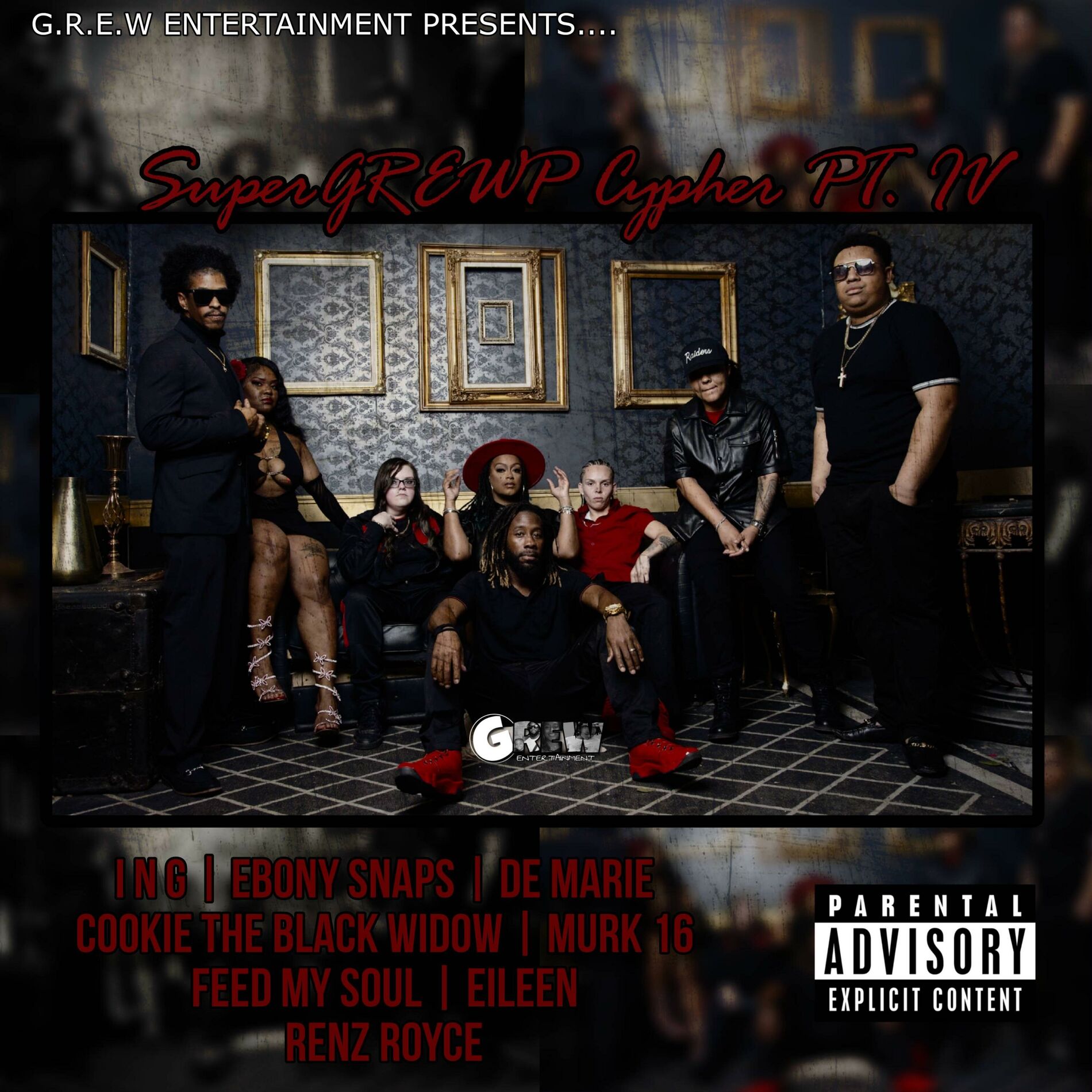 Album cover of SuperGREWP Cypher PT. IV (feat. Cookie the Black Widow, DeMarieOfficial, Renz Royce, Eileen, FeedMySoul, I N G & Ebony Snaps)