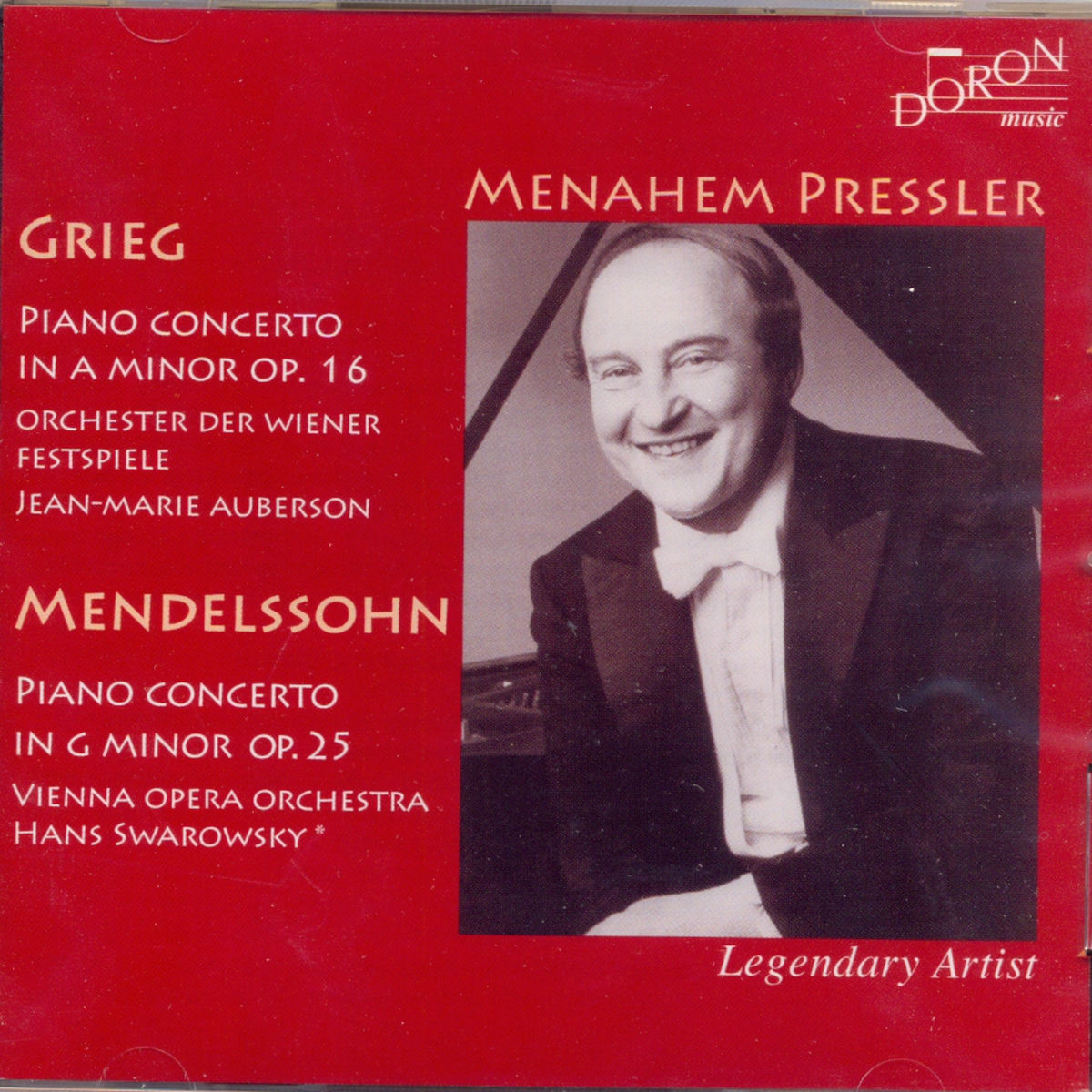 Album cover of Menahem Pressler: Grieg & Mendelssohn