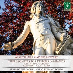 Cover of Wolfgang Amadeus Mozart: Three Sonatas for Keyboard 4-Hands (On the Harpsichord)