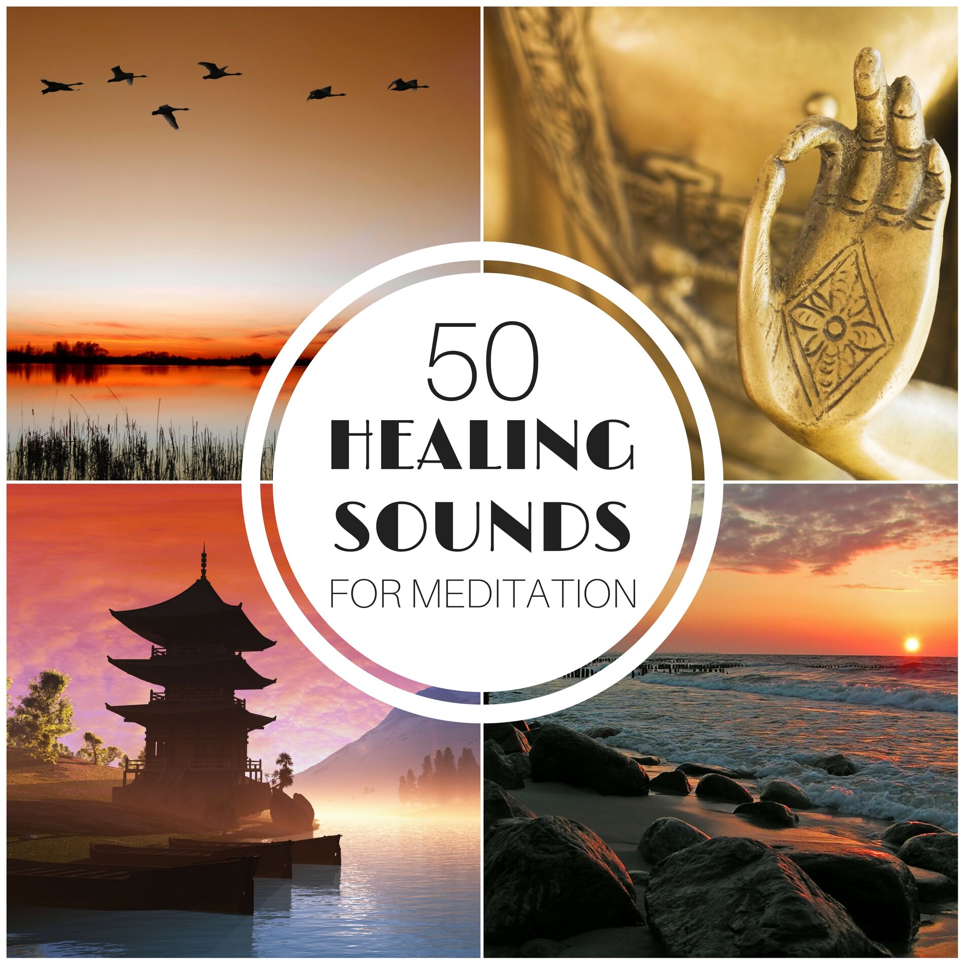 Album cover of 50 Healing Sounds for Meditation - Instrumental Music Therapy and Precious Calming Sounds of Nature & Frequencies for Mind Relaxat