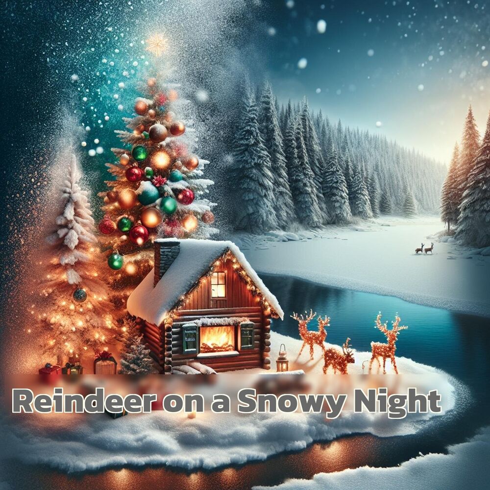 Picture of Reindeer on a Snowy Night