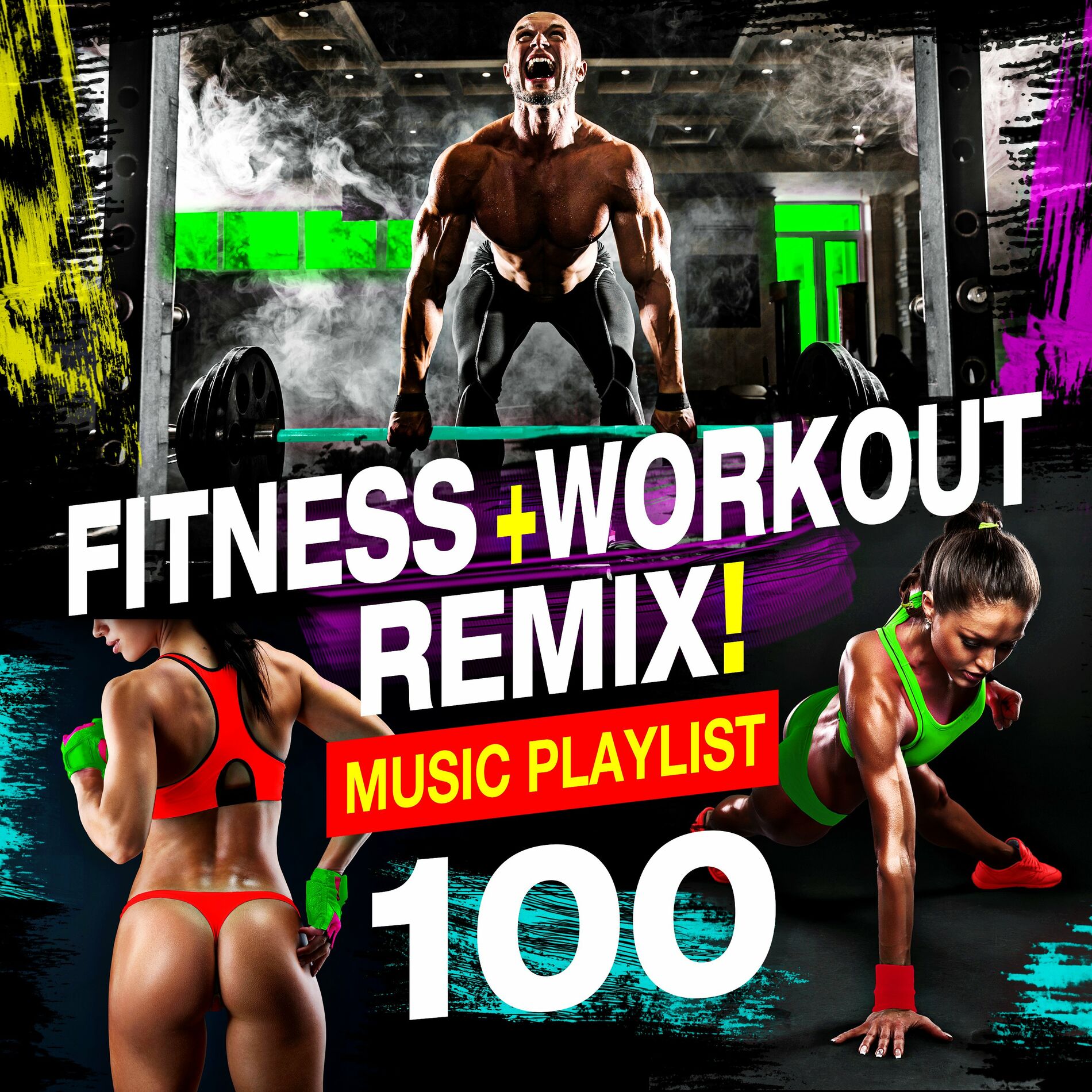 Album cover of 100 Fitness + Workout Remix! Music Playlist