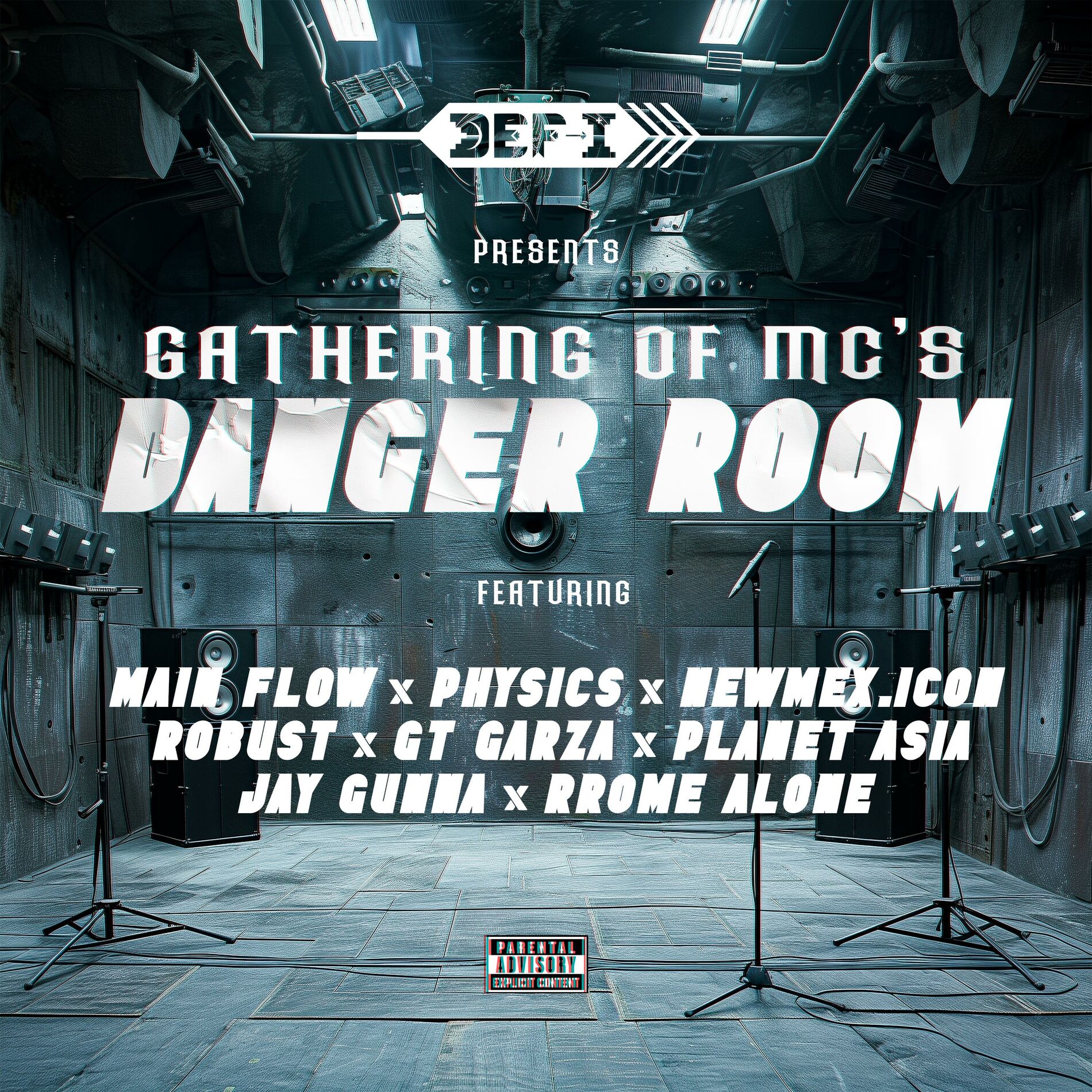 Album cover of Gathering of MCs Danger Room (feat. Main Flow, Physics, NewMex.icon, Robust, GT Garza, Planet Asia, Jay Gunna & Rrome Alone)