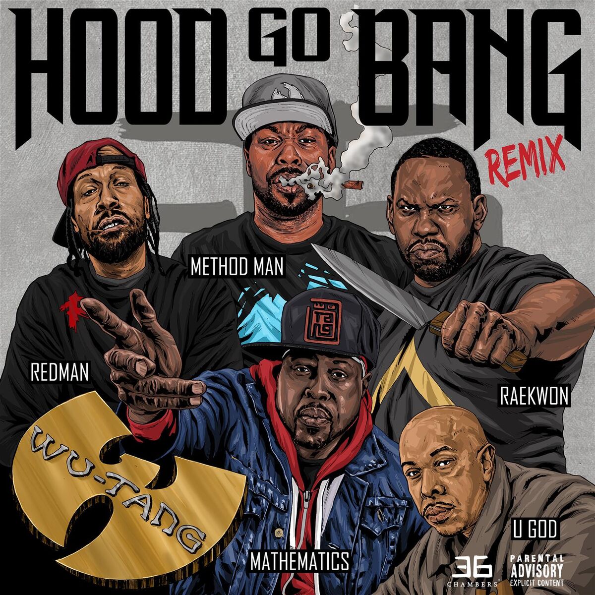Album cover of Hood Go Bang! (Remix) [feat. Redman, Method Man, Raekwon, U-God, Mathematics]