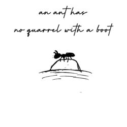 Cover of an ant has no quarrel with a boot