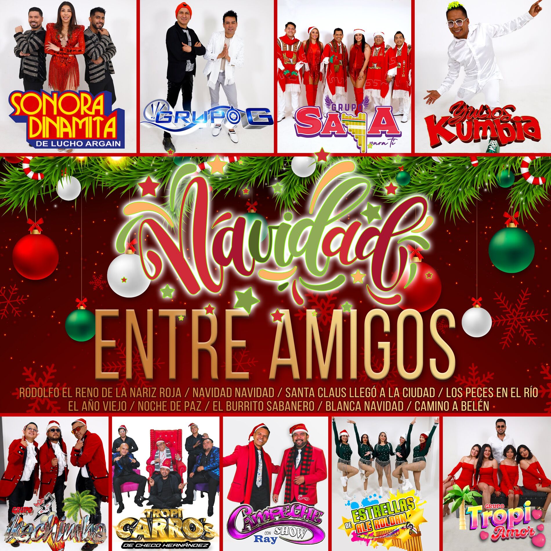 Album cover of Navidad Entre Amigos: Rodolfo El Reno De La Nariz Roja / Navidad Navidad / Santa Claus Llegó A La Ciudad / Los Peces En El Río / E