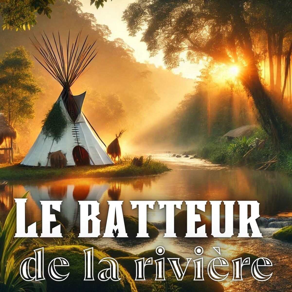 Album cover of Le batteur de la rivière: Musique de méditation chamanique et sons de l'eau qui coule, Musique de guérison tribale
