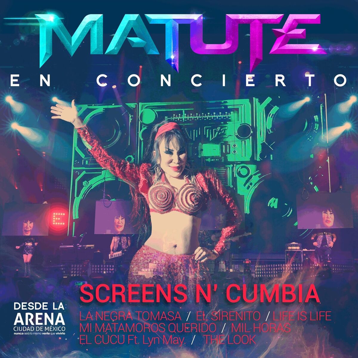 Album cover of Screens N' Cumbia (La Negra Tomasa / el Sirenito / Life Is Life / Mi Matamoros Querido / Mil Horas / el Cúcu / The Look ) (En Concierto Desde la Arena Ciudad de México)