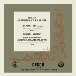 Cover of Mozart: Divertimento in D Major, K. 334; Divertimento in F Major, K. 247 (Vienna Octet — Complete Decca Recordings Vol. 3)
